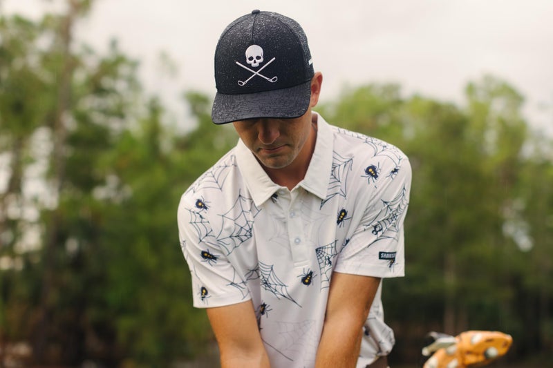 SHANKITGOLF Skull & Crossbones Golf Hat - Adjustable, Breathable, Snapback Trucker Hat - Funny Skull Cap, Perfect for Golfing, Hiking, Fishing, Running & Outdoor Activities (Black) - Image 2