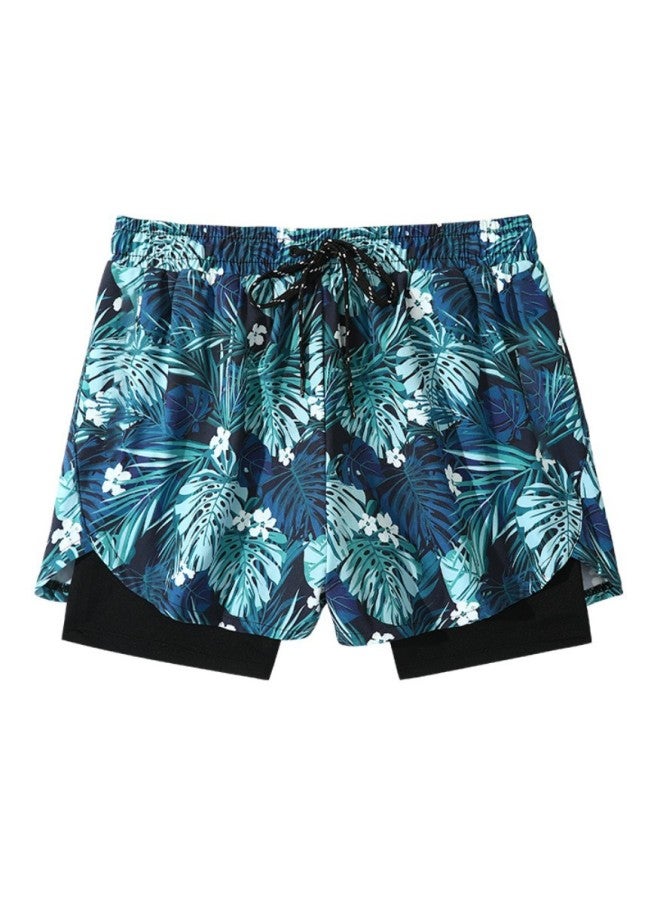 إسكدنيا سراويل سباحة للرجال مضادة للإحراج فضفاضة سريعة الجفاف للرجال، ملابس سباحة بزاوية مسطحة، سراويل الشاطئ، معدات السباحة في الربيع الساخن - اللون: غابة خضراء 【ترقية القماش】】 - - Image 1