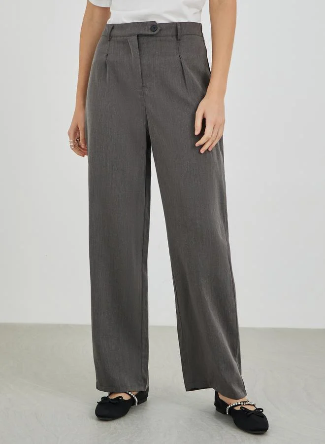 تايك تو Take Two Solid Mid Rise Straight Leg Pants