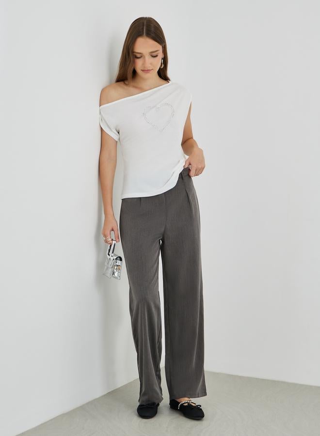 Take Two Solid Mid Rise Straight Leg Pants - Image 1