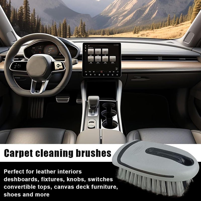 GoodTool Carpet and Upholstery Cleaning Brush, Car Scrubbing Carpet Brush, Leather Brush Auto Scrub Brushes, Leather Seat Brush (Gray) - Image 3