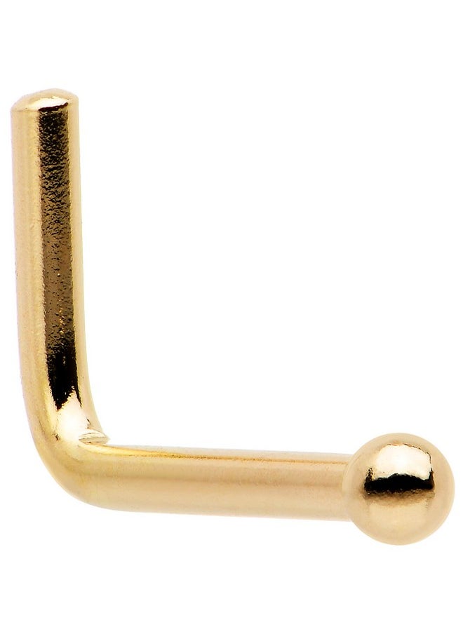 Body Candy - 18 Gauge 14K Yellow Gold 1.5Mm Ball L-Shaped Nose Ring - Image 1