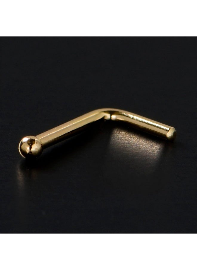Body Candy - 18 Gauge 14K Yellow Gold 1.5Mm Ball L-Shaped Nose Ring - Image 1