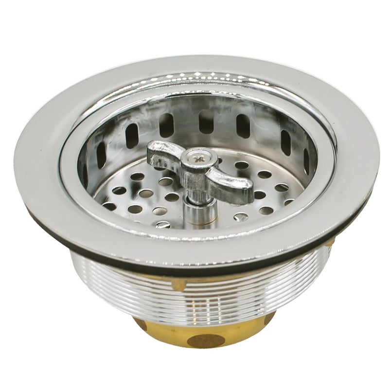 Westbrass Wing Nut Style Large Kitchen Sink Basket Strainer Polished Nickel D21305