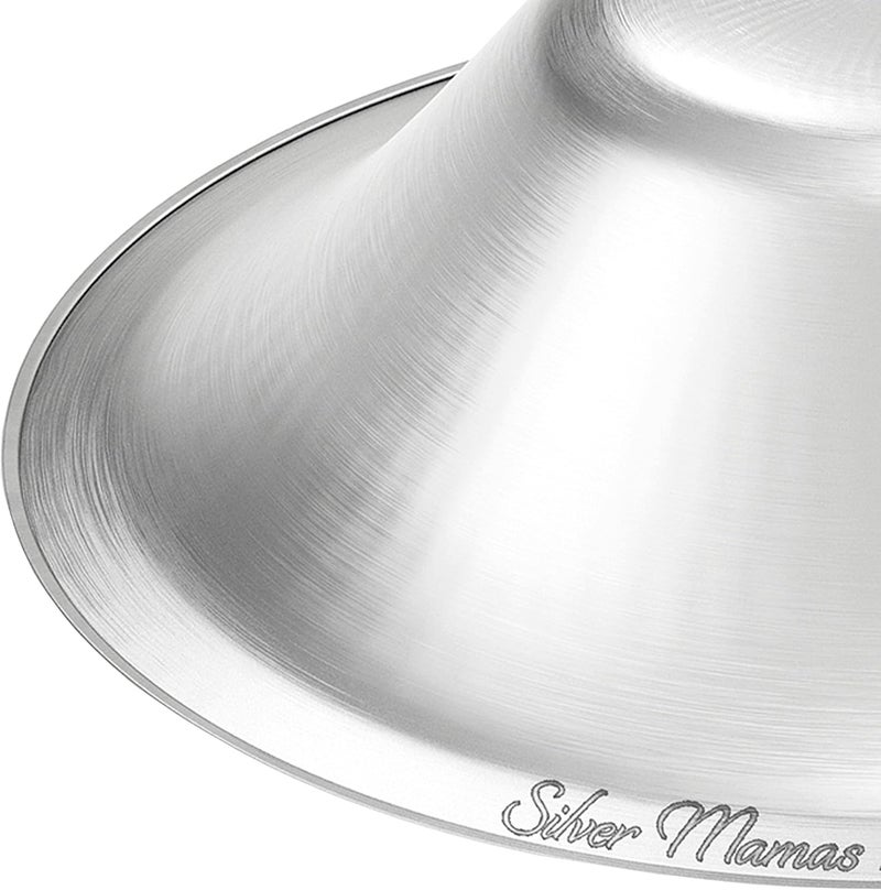 Silver Mamas كؤوس الرضاعة الفضية من سيلفر ماماس للمواليد الجدد، أغطية الحلمات الفضية للرضاعة الطبيعية، واقيات الرضاعة الفضية عيار 925، كؤوس الشفاء، مستلزمات أساسية للمواليد، تهدئة الحلمات المؤلمة والمتشققة (كبيرة) - Image 3