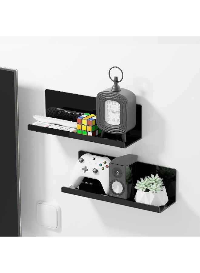 TPGP Wall Shelf, No Drilling, Acrylic 2 Pieces, Floating Shelf, Black, 30 cm, Kitchen Shelf, Hanging for Gluing, Floating Bookcase, Picture Strip, Adhesive Shelf Bathroom, Wall Shelf - Image 5