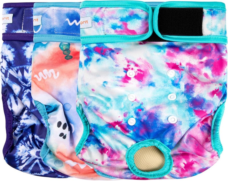 Langsprit High precision lightweight material Washable Female Dog Diapers (3 Pack) - No Leak Reusable Diapers for Doggy Female in Period - Highly Absorbent Dog Heat Panties with Adjustable Snaps Colourful S Size Storage burden minimized build - Image 1