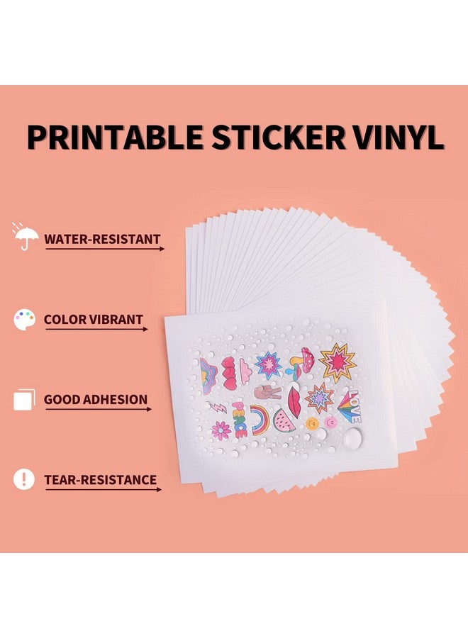 اتش تي في رونت ورق لاصق فينيل قابل للطباعة 55 ورقة ورق لاصق لامع للطابعة النافثة للحبر وطابعة الليزر ورق لاصق مقاوم للماء يجف بسرعة ومقاوم للتمزق 8.5 بوصة × 11 بوصة - Image 2