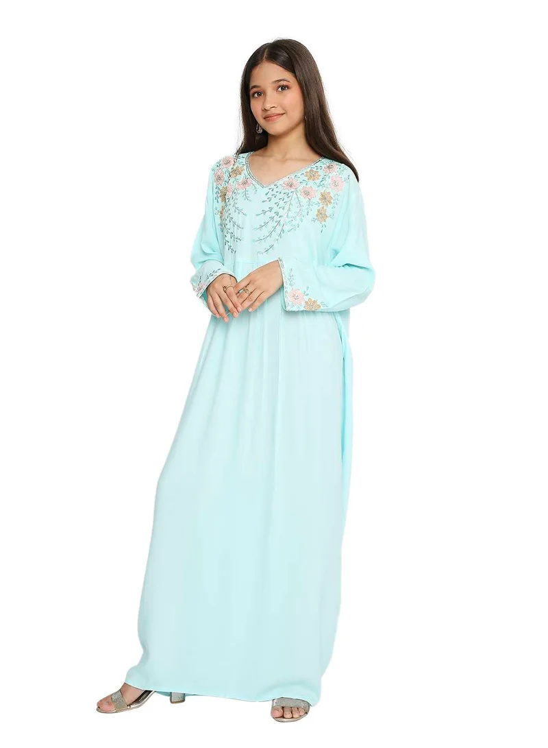 HANA & SARA UNIQUE THREAD EMBROIDERY BABY GIRLS ARABIC JALABIYA DRESS