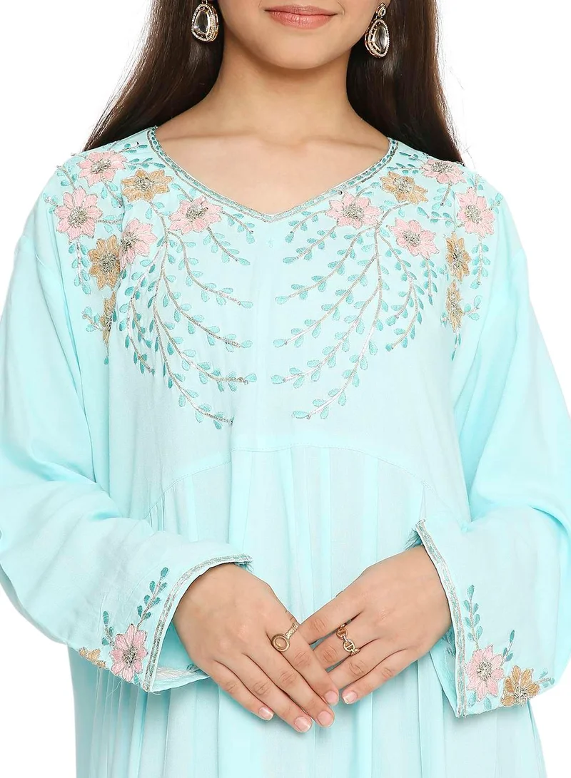 HANA & SARA UNIQUE THREAD EMBROIDERY BABY GIRLS ARABIC JALABIYA DRESS