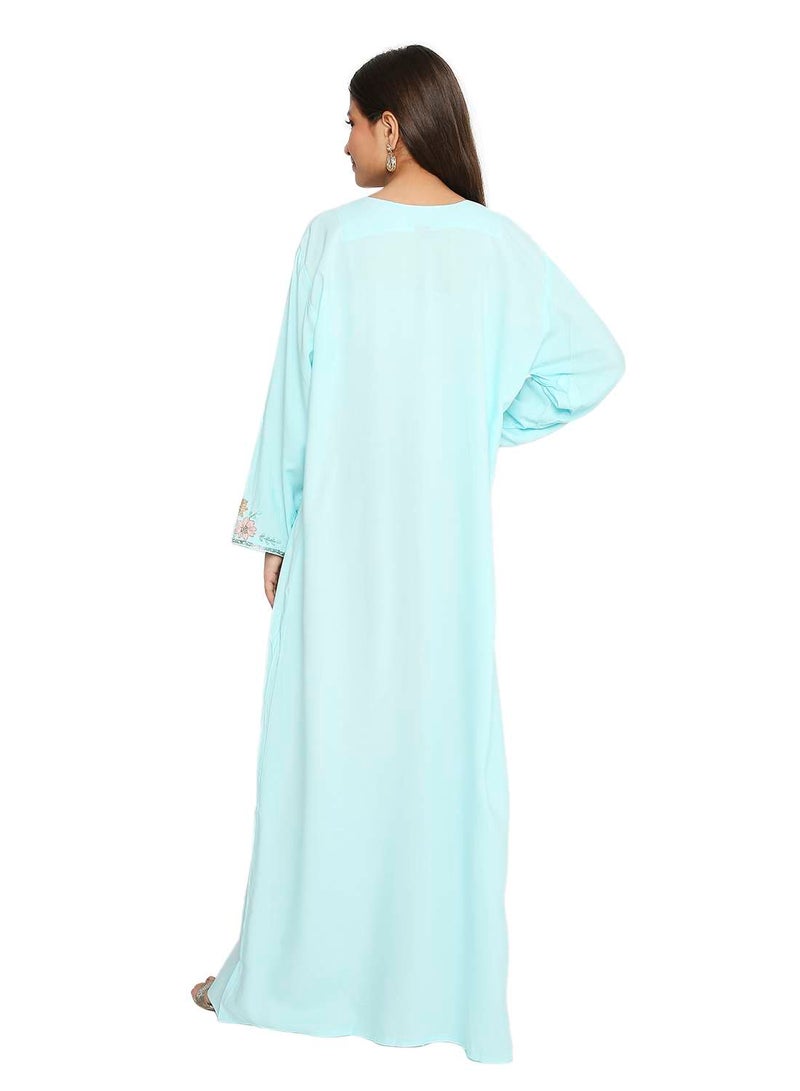 HANA & SARA UNIQUE THREAD EMBROIDERY BABY GIRLS ARABIC KAFTAN JALABIYA DRESS - Image 2