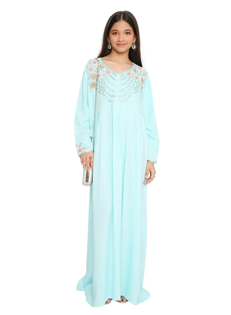 HANA & SARA UNIQUE THREAD EMBROIDERY BABY GIRLS ARABIC JALABIYA DRESS