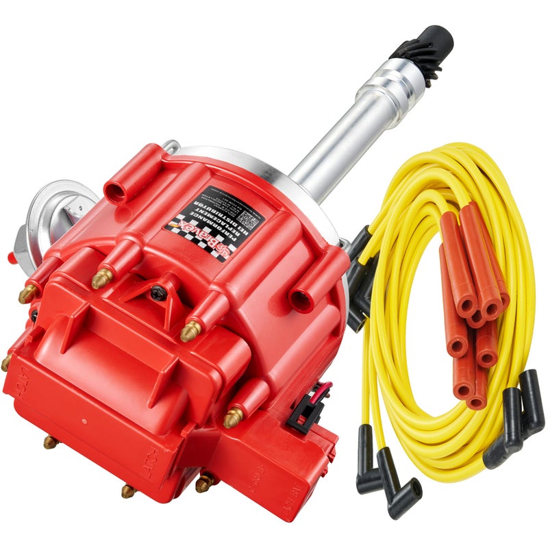 HEI Distributor 65K Coil with Spark Plug Wires 9000RPM HEI Distributor for Chevy 350 Replacement for SBC BBC GM 283 305 307 327 400 454 SmallBig Blocks V8