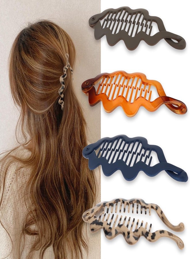 AMCAMI 4PCS Banana Hair Clips for Women,Banana Hair Clips for Thick Thin Curly Hair, Strong Hold Non-Slip Ponytail Hair Accessories - Image 1