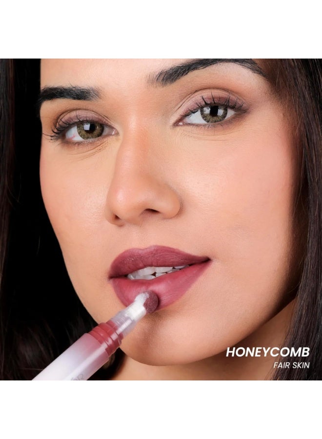 LAMIOR Blurry Fudgy Matte Lip Tint - Long Lasting, Transfer Proof & Hydrating Lip Tint, Enriched with Jojoba Oil, Almond, Mango,Cocoa & Coffee Extracts with Cushion Applicator, (Honeycomb, 4 ML) - Image 4