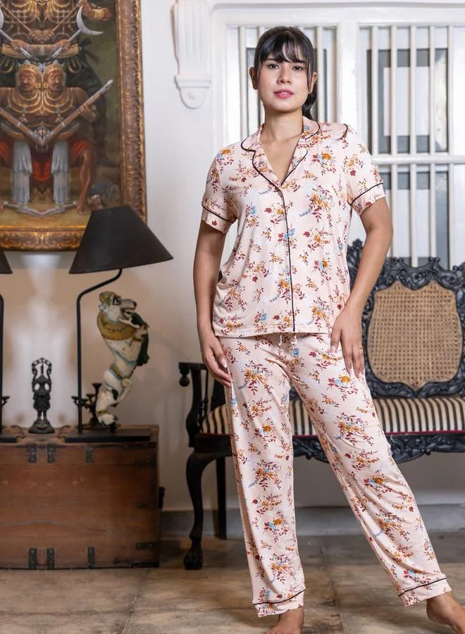 Aadaraya Aadaraya Pyjama Set Shirt and Pants Rayon