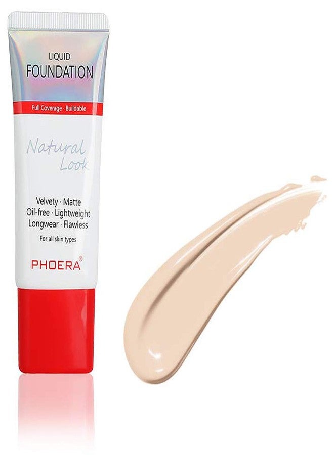 AQUAPURITY PHOERA Full Coverage Foundation New Formula Waterproof Long Lasting Oil Free Velvet Matte Liquid Foundation for Oily Skin Flawless Makeup Base Cream Concealer (104B Sand Beige)