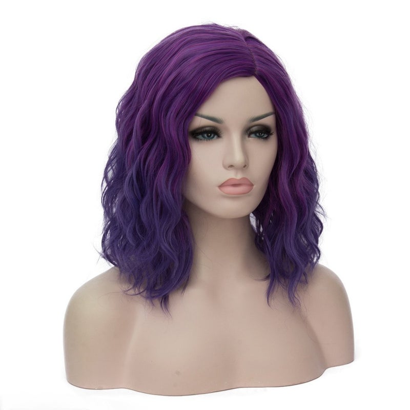 Mildiso Purple Wigs for Women Mardi Gras Wig Short Purple Bob Wig Cute Curly Wavy Hair Wigs with Cap M004PR - Image 5