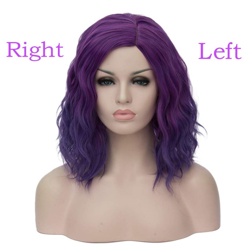 Mildiso Purple Wigs for Women Mardi Gras Wig Short Purple Bob Wig Cute Curly Wavy Hair Wigs with Cap M004PR - Image 3