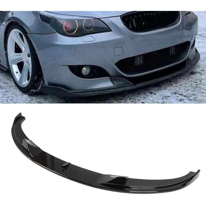 Yechiry 3Pcs Front Bumper Lip Spoiler, Compatible with 5 Series E60 E61 M Sport 2004-2010 Front Bumper Spoiler Splitter Lip Black, Splitter Air Dam Chin Protector (Glossy Black) - Image 5