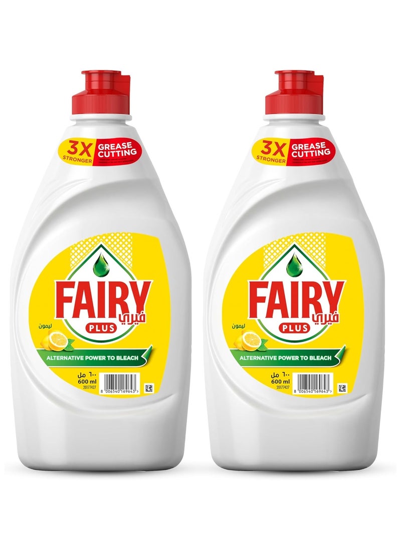 Fairy Plus Dishwashing Liquid Alternative Power To Bleach Lemon 600ml Pack of  - Image 1