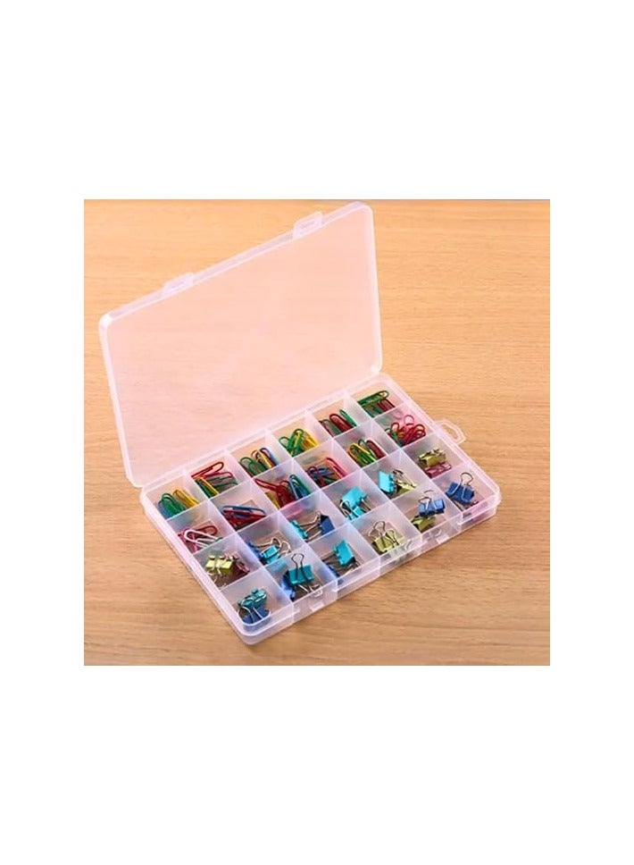 صندوق تخزين بلاستيكي صديق للبيئة منظم للبراغي والمجوهرات والحلقان والخرز، صندوق 24 فتحة مقصورة وفواصل، حجم كبير - Image 1