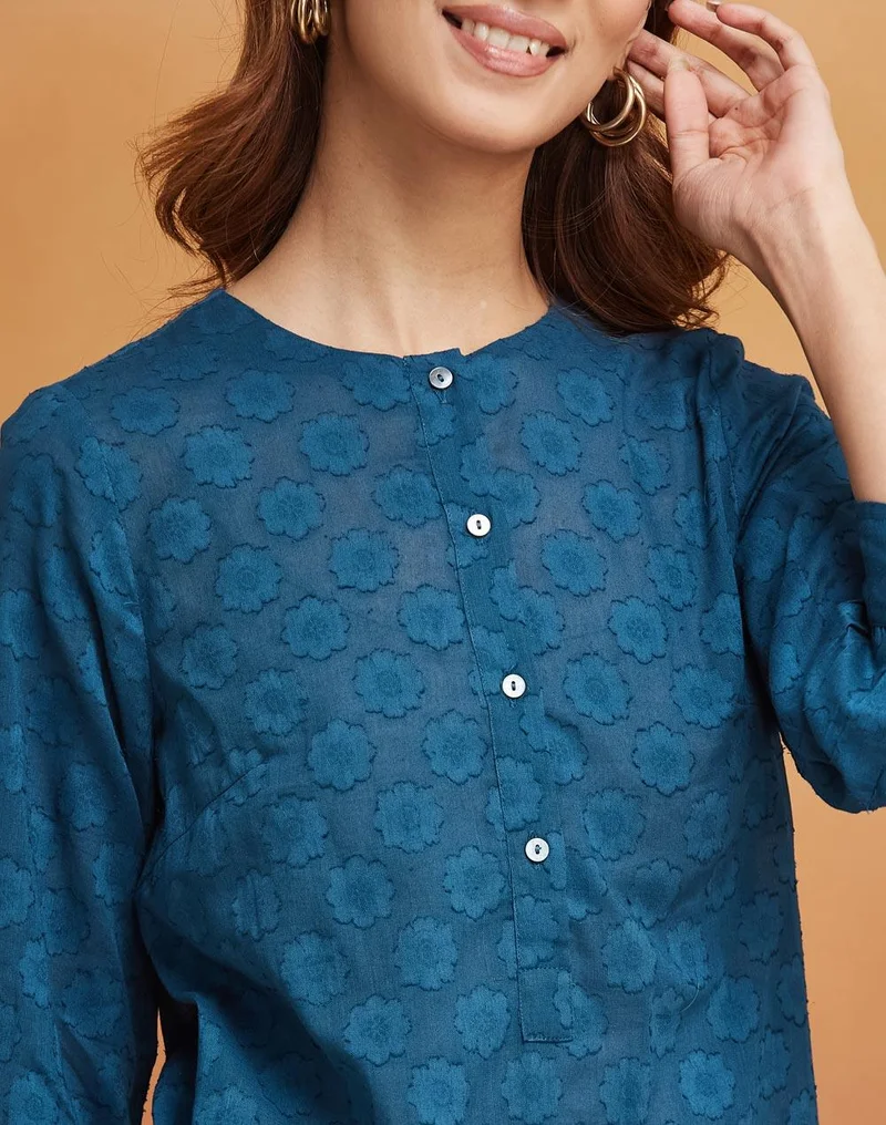 Fabindia  Blue Cotton Woven Tunic for Women | Best Price UAE