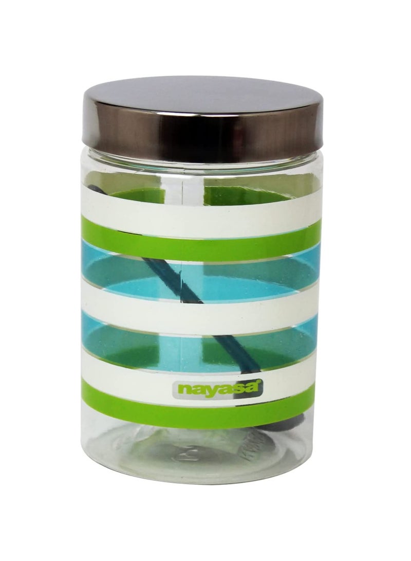 Plastic Food Storage Containers for Kitchen with Spoon Assorted Colors Multipurpose Clear Cylindrical Jars for Pantry Organization Meal Prep and Refrigerator Space Saving