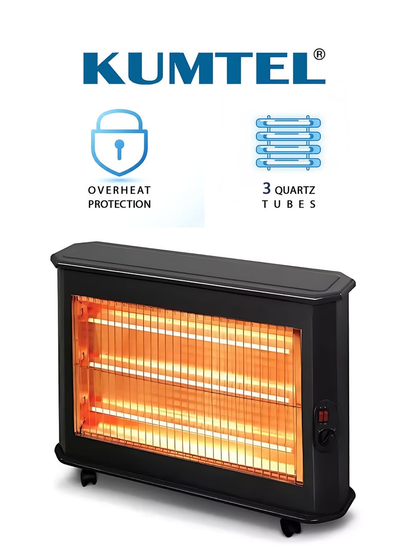 كومتيل دفاية كهربائية - 2000 واط - 3 انبوب كوارتز - أسود - SKS2700 - Image 1