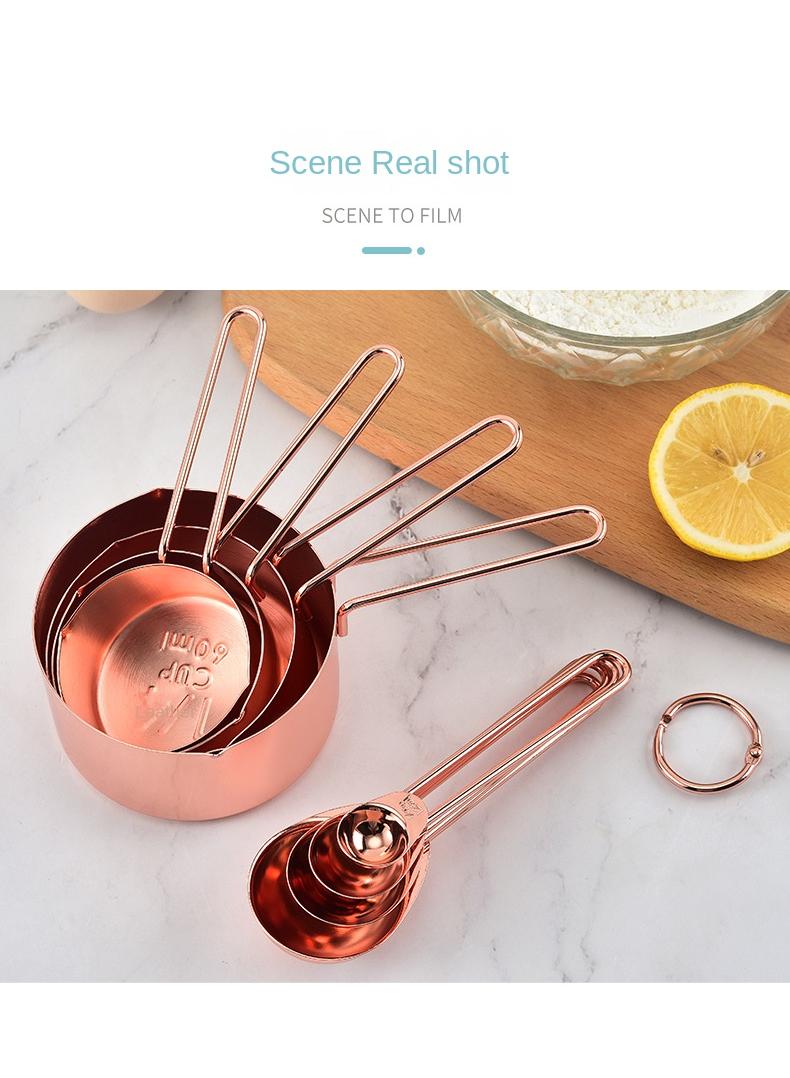 general 8-Piece Modern Stainless Steel Measuring Cups And Spoons Set Rose Gold - Image 5