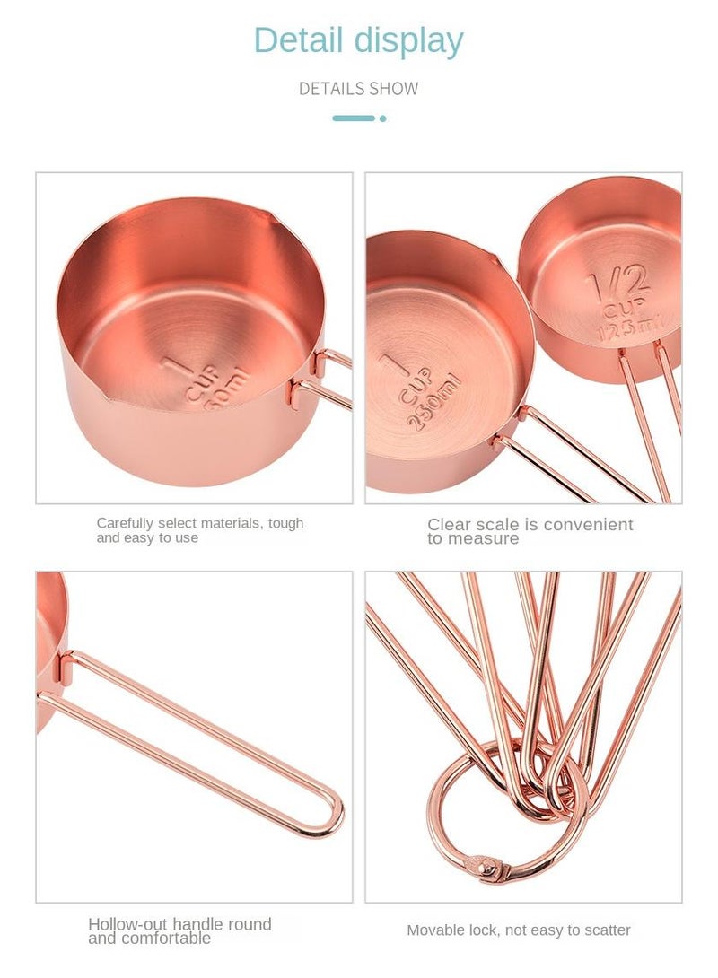 general 8-Piece Modern Stainless Steel Measuring Cups And Spoons Set Rose Gold - Image 3