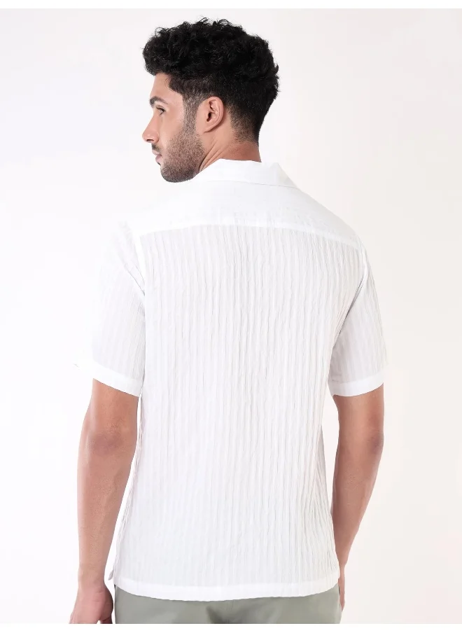 Beyoung White Striped Casual Shirt for Men