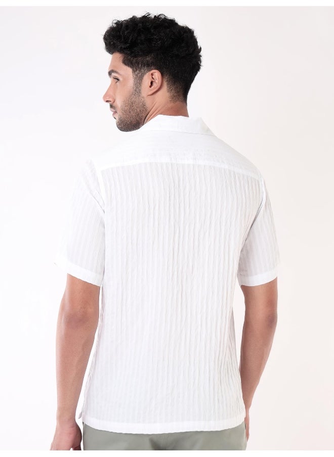 Beyoung White Striped Casual Shirt for Men  - Image 5