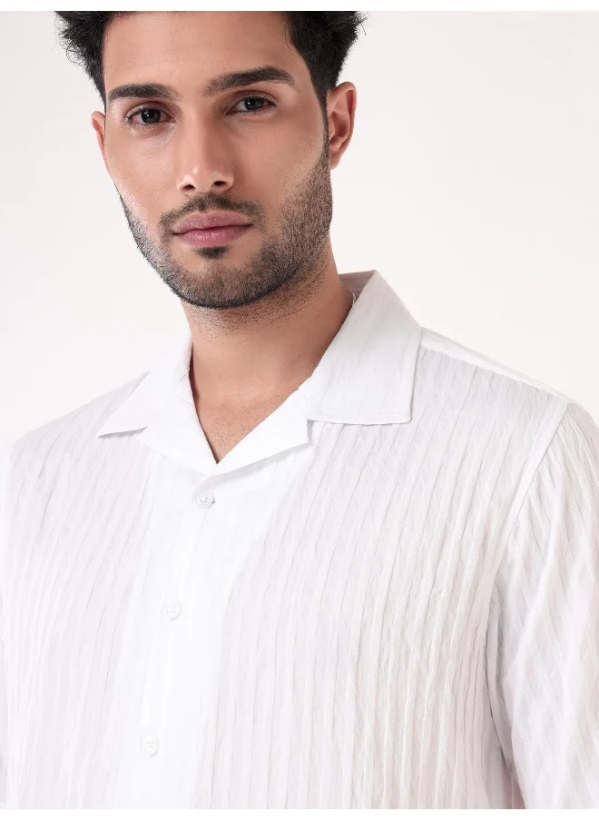 Beyoung White Striped Casual Shirt for Men