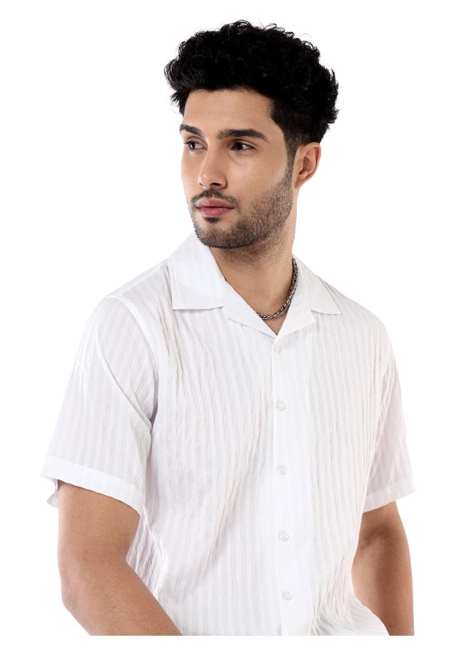 Beyoung White Striped Casual Shirt for Men  - Image 1