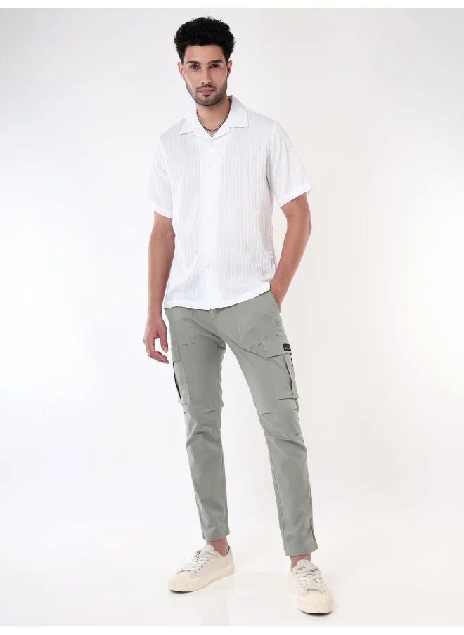Beyoung White Striped Casual Shirt for Men