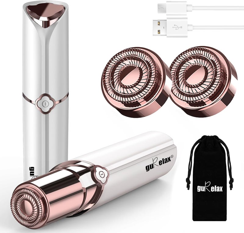 Facial Hair Removal for Women Electric Painless Facial Hair Remover Hair Removal Device for Face Lip Chin with 2 Extra Replacement Heads