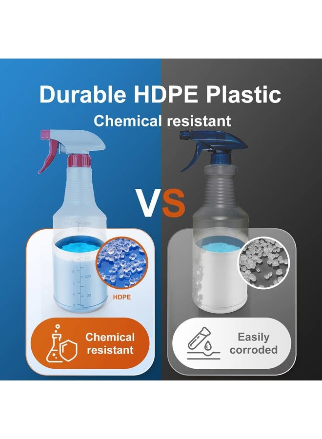 Veco Spray Bottle (5 Pack,16 Oz) with Measurements and Adjustable Nozzle(Mist & Stream Mode), HDPE Plastic Spray Bottles for Cleaning Solution, Household/Commercial/Industrial Use, No Leak and Clog - Image 5