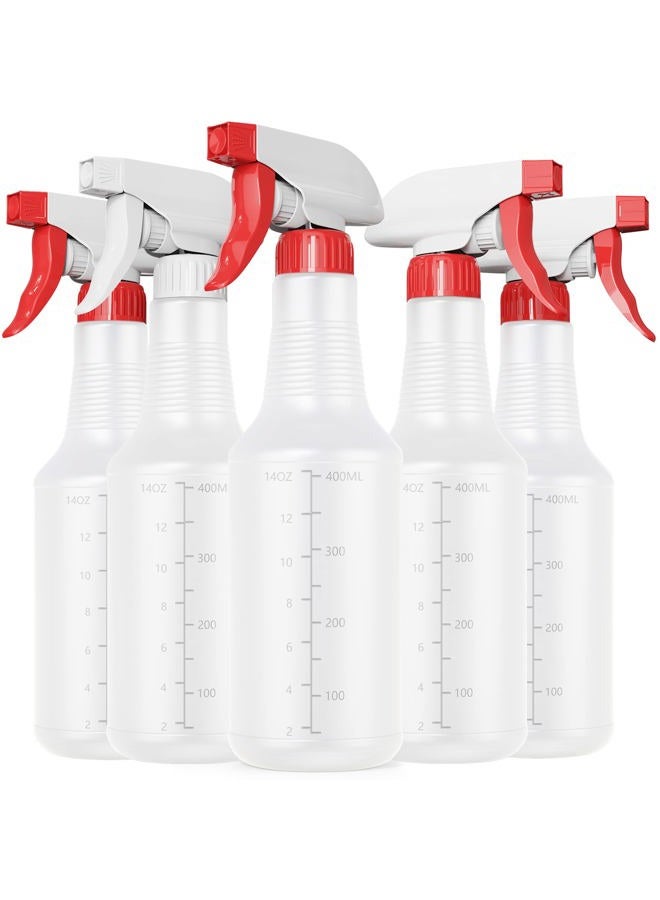 Veco Spray Bottle (5 Pack,16 Oz) with Measurements and Adjustable Nozzle(Mist & Stream Mode), HDPE Plastic Spray Bottles for Cleaning Solution, Household/Commercial/Industrial Use, No Leak and Clog - Image 1