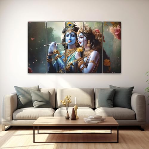 The Castle Decor Radha Krishna Wall Painting for Living Room Big Size - Radha Krishna Painting Wall Decor for Bedroom, Office, Hotels - Peaceful Digital Painting Wooden Framed for Gifting (27x48 inch) - Image 3