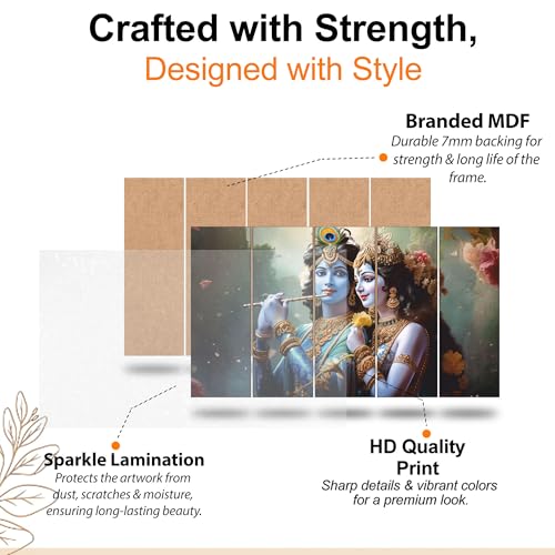 The Castle Decor Radha Krishna Wall Painting for Living Room Big Size - Radha Krishna Painting Wall Decor for Bedroom, Office, Hotels - Peaceful Digital Painting Wooden Framed for Gifting (27x48 inch) - Image 4