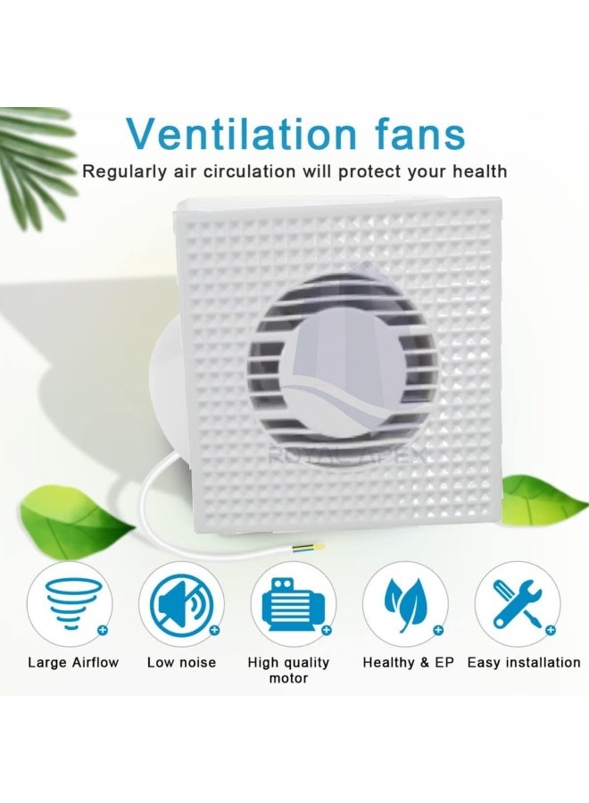 Royal Apex Ventilation Exhaust Fan 15W 4 Inch Square Wall Mounted Fan With Vent Grille For Home Office Kitchen And Bathroom - Image 4