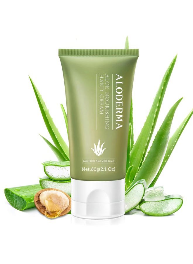 Aloderma Aloe Hand Cream with 66% Organic Aloe Vera for Men & Women, Non-Greasy Gentle Hand Cream for Dry, Cracked Hands, Moisturizing Aloe Working Hands Lotion with Shea Butter for Soft Hands, 2.1oz  - Image 1
