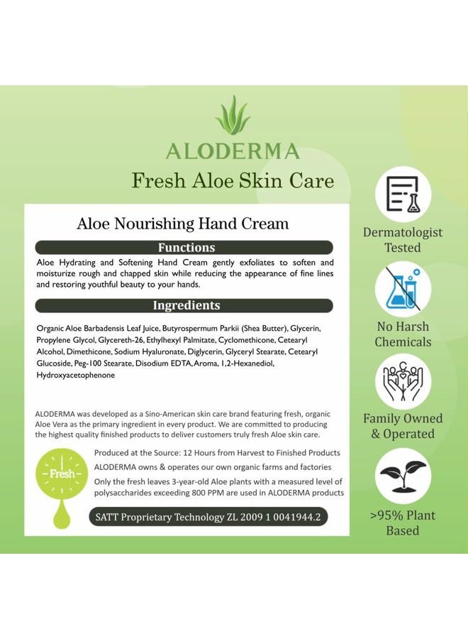 Aloe Hand Cream with 66% Organic Aloe Vera for Men & Women, Non-Greasy Gentle Hand Cream for Dry, Cracked Hands, Moisturizing Aloe Working Hands Lotion with Shea Butter for Soft Hands, 2.1oz