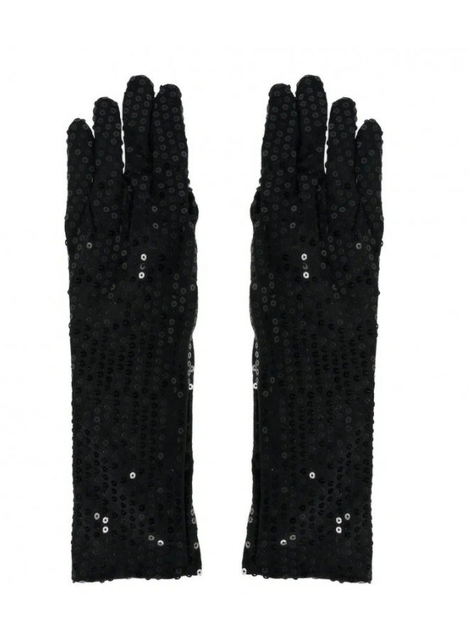 فيستاز جويركا قفازات سوداء مرصعة بالترتر - Image 1