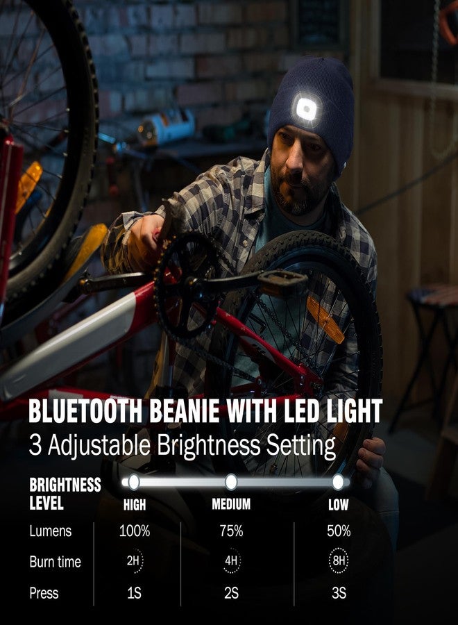 Wmcaps Stocking Cap Stuffers Bluetooth Beanie with A Light, 2-Pack Flashlight Headlamp Winter Hat Gifts for Men Women Dad Him - Image 4