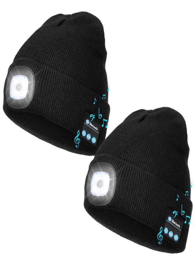 Wmcaps Stocking Cap Stuffers Bluetooth Beanie with A Light, 2-Pack Flashlight Headlamp Winter Hat Gifts for Men Women Dad Him - Image 1