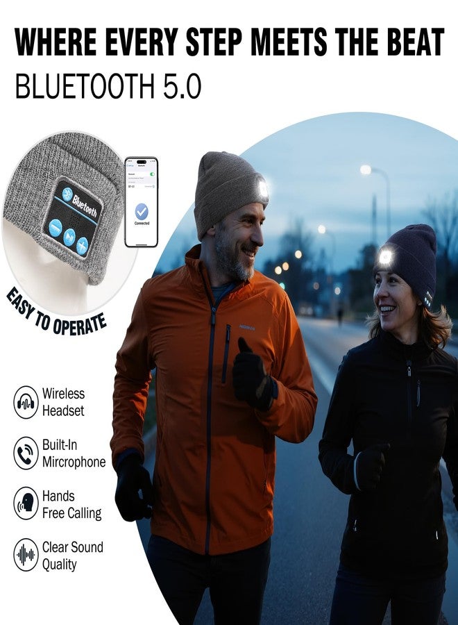 Wmcaps Stocking Cap Stuffers Bluetooth Beanie with A Light, 2-Pack Flashlight Headlamp Winter Hat Gifts for Men Women Dad Him - Image 3