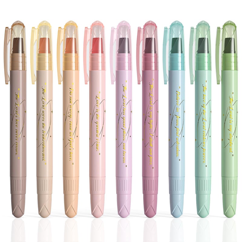 WEMATE Bible Highlighters No Bleed, 9PCS Assorted Colors Gel Highlighters Set, Cute Bible Study Supplies for Scripture Marking, Color Coding & Book Highlighting - Image 1
