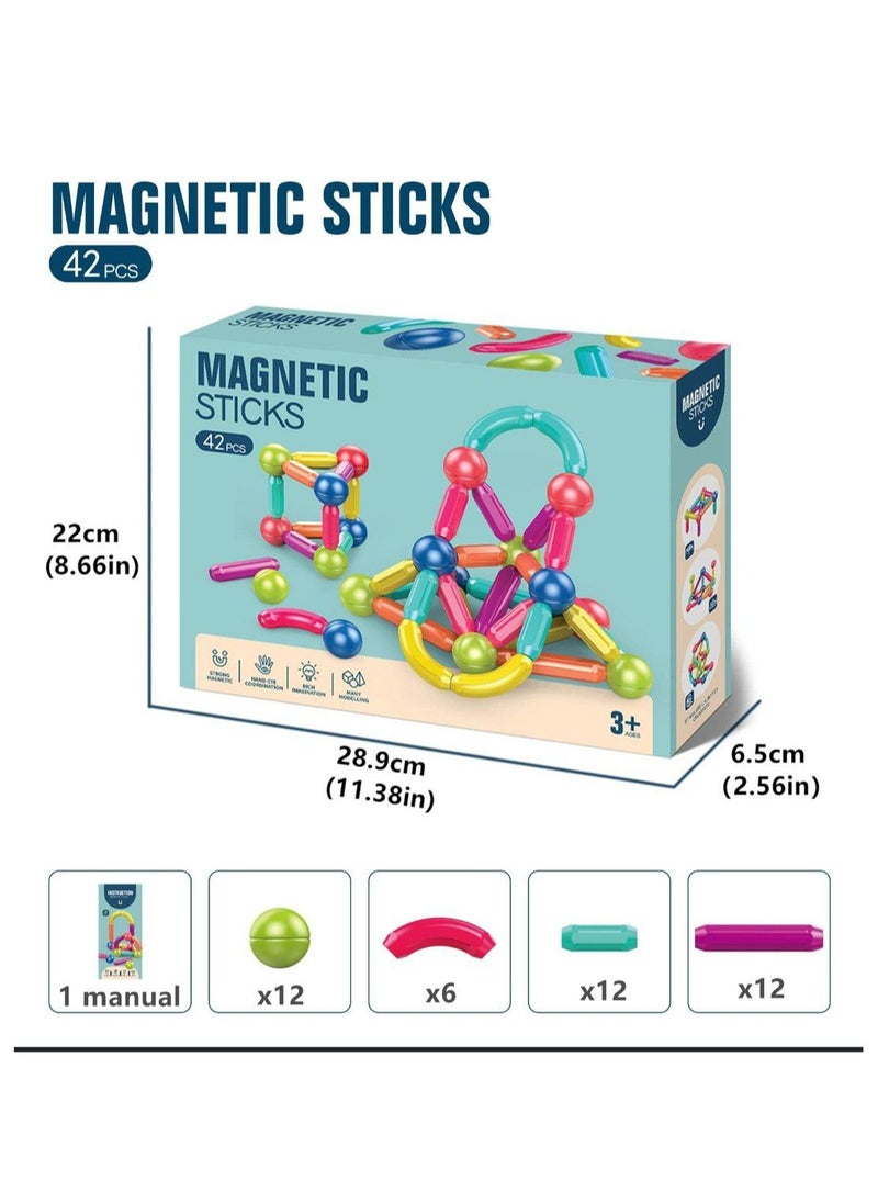 Generic Magnetic Sticks, Balls and Rods Set Building Blocks and Stacking Toys for Kids Boys Girls 42pcs  - Image 1